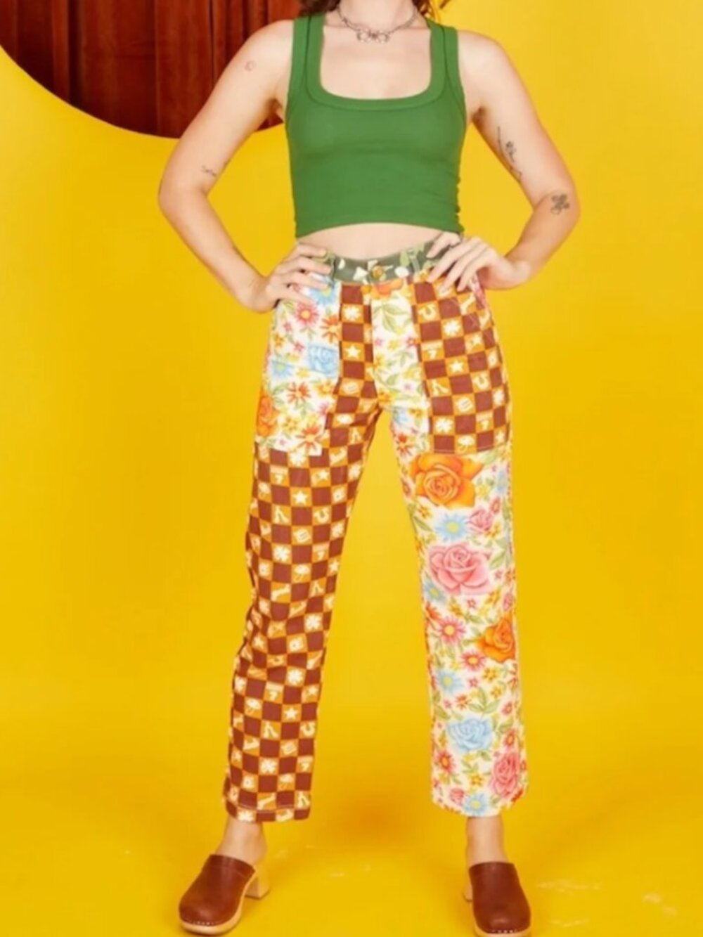 Big Bud Press MisMatched Work Pants Size Medium Cargo Floral Lucky Accents - Picture 3 of 15